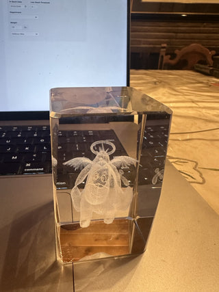Disney Eyeore 3D Laser Etched Crystal Glass Prism Cube paperweight 3" X2" X 2" #62 VV MTS