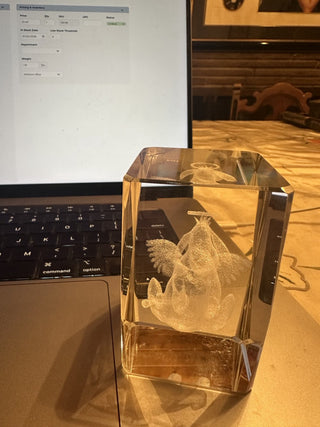Disney Eyeore 3D Laser Etched Crystal Glass Prism Cube paperweight 3" X2" X 2" #62 VV MTS