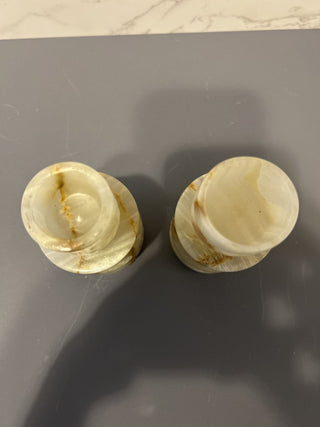 12F Pair of Vintage Onyx Candle Holders 4” MST|68934
