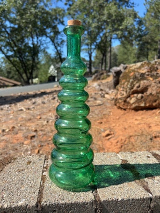 vintage green Anchor Hocking GAO MI  bottle tiered "beehive" or stacked bubble design