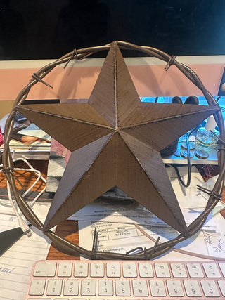Brown Metal Star w/barbed wire ring