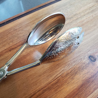 Vtg David Orgell Silverplate Serving Tongs|100740