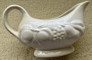 Tabletops Unlimited Gallery White Ceramic Gravy Boat - Harvest Nature #62 VV MTS