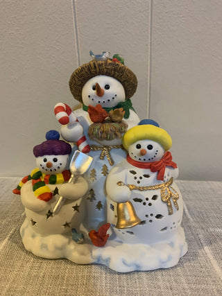 9" Snowman family candle holoder|126994