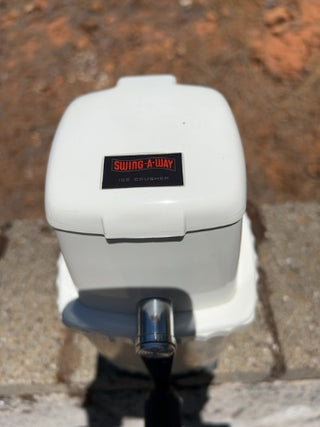 JP Vintage Swing-A-Way Original 1950's Ice Crusher Counter Top Version in White Plastic and Chrome Metal