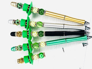 St Patty Hat Beaded Pen/Black Barrel