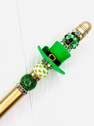 St Patty Hat Beaded Pen/Black Barrel
