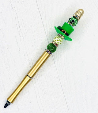 St Patty Hat Beaded Pen/Black Barrel