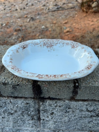 JP Antique Victorian Stratford J.H.W. & Sons Brown Floral Transfer Ware Oval Platter 9 1/2” x 7 3/4”. c1893