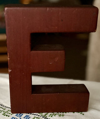Vintage Handmade Wooden Letter "E" chipped and aged RSV