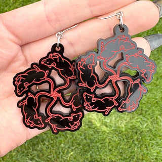 Black and Red Rat King Dangle Earrings MTS|60460