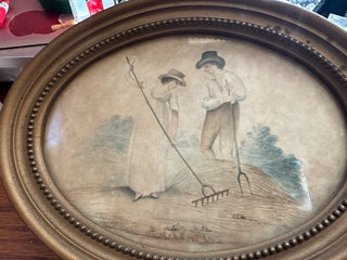 Vtg. watercolor - "the Hay"  in gold wood frame 7"x9" RCD|109116