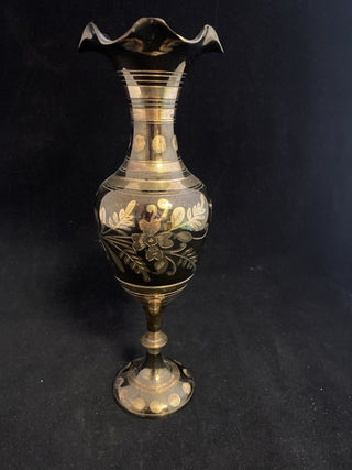 Vintage Brass etched vase made in India RCD|68003