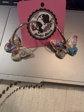 #62 VV Kawaii Rainbow colored butterfly fairy wings earrings MTS|62987