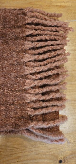 Rust Mohair Style Fringe Scarf Wrap, Polyester