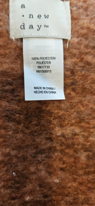Rust Mohair Style Fringe Scarf Wrap, Polyester