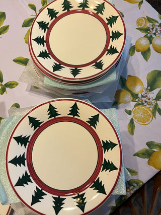 Pier 1 O'Tannenbaum Handpainted Christmas Trees Plates 9 5/8" Italy RSV|95258