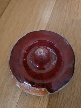 RF Heavy Red Drip Glaze Pottery Lidded Jar