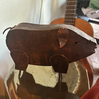 #62 VV Old Primitive Folk Art Pig Heavy Hand Forged Metal Rustic Art MTS|59578