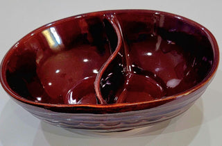 Divided Stoneware Serving Bowl-Daisy Dot MTS