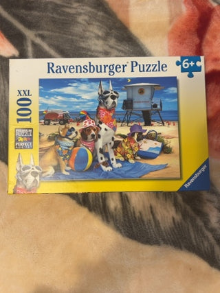 JP Ravensburger "No Dogs on the Beach" 100-piece XXL jigsaw puzzle (Item No. 10 526)