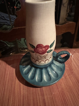 Vintage Lamp hand painted rose vase #62 VV MTS|97272