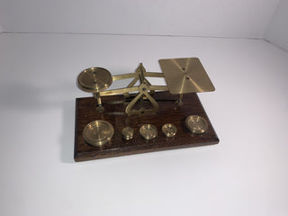 Brass postal scale with weights|49946