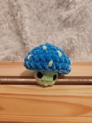 Mushroom Fidget Popper: Crocheted turquoise, light green
