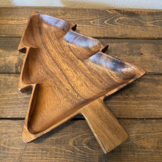 Vtg Monkey Pod Wooden Christmas Tree Bowl MTS|125198