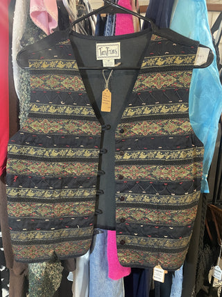 Vest Button-up Black Horizontal Pattern #49 MTS|62711