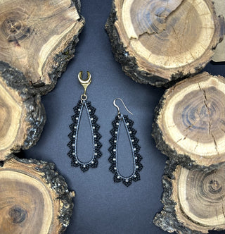 Beaded black teardrop black/bronze|42084