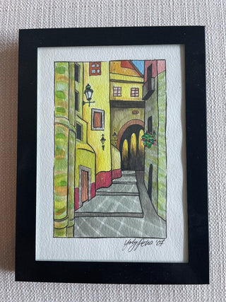 Black Framed watercolor hand painted Yoly
