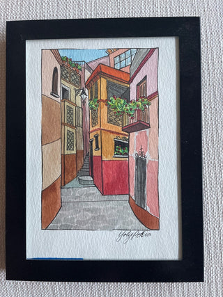 Black Framed watercolor hand painted Yoly