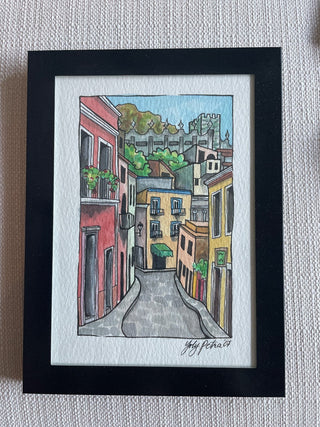 Black Framed watercolor hand painted Yoly