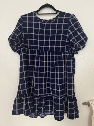 Blue & White dress checker L/XL MTS