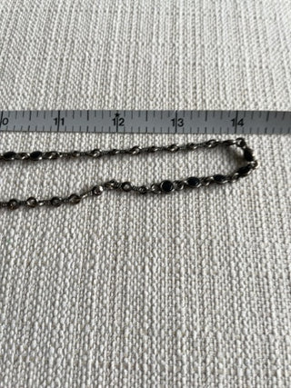 Vintage black and Silvertone  chain necklace 14”