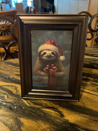 Bronze Reusable Framed 6 x 8 Adorable Holiday Sloth RSV|128634