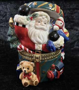 Large Santa Clause in Very Decorative Trinket Box / Drum with lots of toys porcelain #62 VV MTS|127866