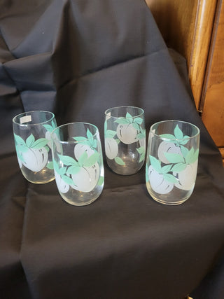 Vintage Juice Glasses with Frosted Apples - Set of 4 RCD|60916