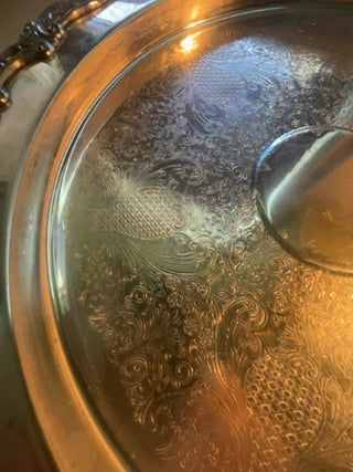 Vintage silverplate  footed round serving dish