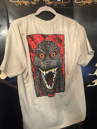 Santa Cruz Godzilla Destroyer stripe T-shirt Sand color size Large #47 VV MTS