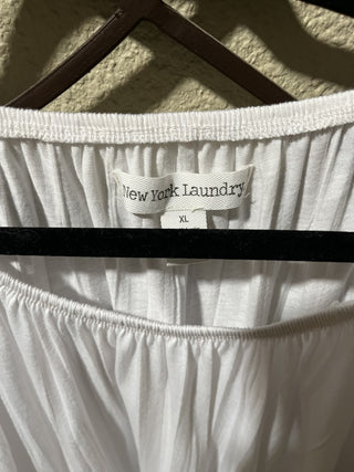 Women's White Peasant Style Blouse, Size XL RCD|119419