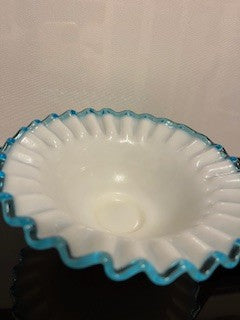 #1070 Fenton Turquoise Ruffle Dish