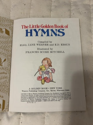 vintage 1985 edition of "The Little Golden Book of Hymns”