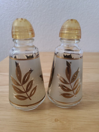 Libbey Glass Starlyte Gold Leaf Salt and Pepper Set, RCD