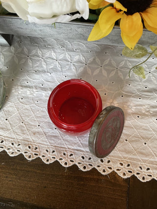 Vtg Avon Skin Softener Jar - Red RCD