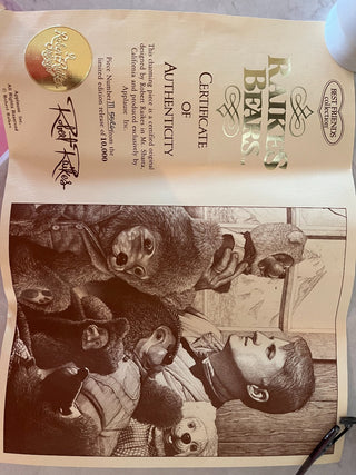 1990s Robert Raikes Brian Bear w/ Puppy Sport, w/ box & cert. RSV