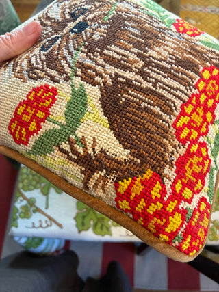 TLs Yorkie needlepoint pillow w/velvet back MTS|80413