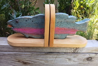 Handpainted Trout Bookends  3