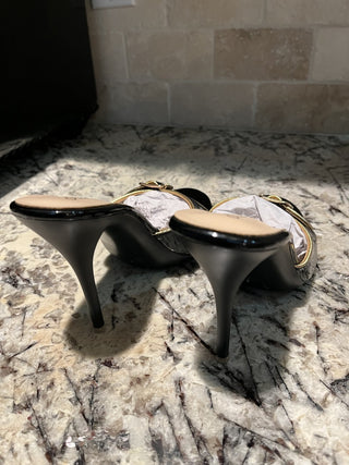 NEW Women's Size 38 Black Patent Leather Stiletto Heels w/Gold Buckle RCD|121642